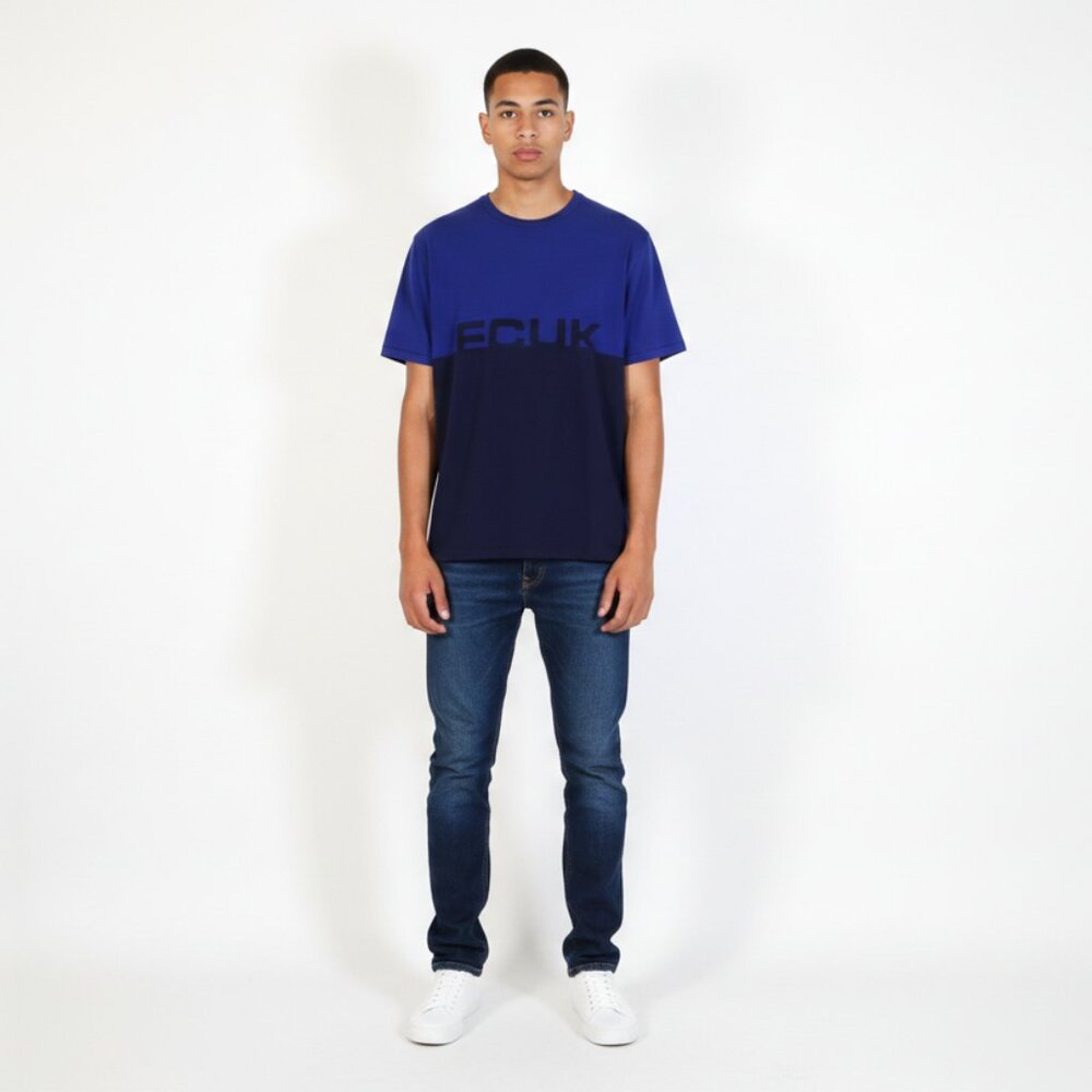 *FCUK Blue and Black Graphic T-Shirt